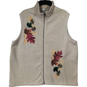 Rebecca Malone Zip Front Fleece Vest Embellished Fall Autumn Women's Large